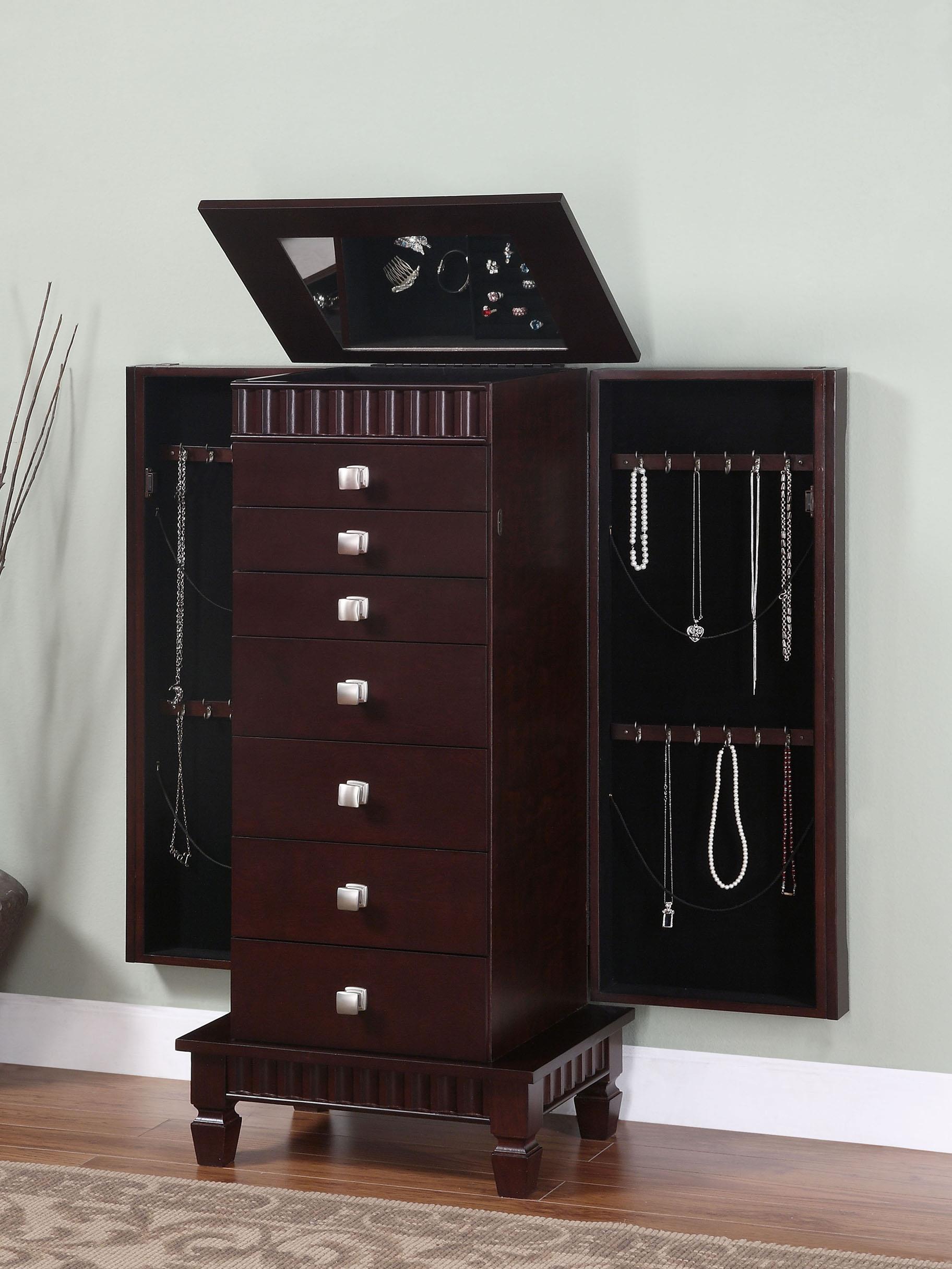 Powell Jewelry Armoire Contemporary “Merlot” Jewelry Armoire A1